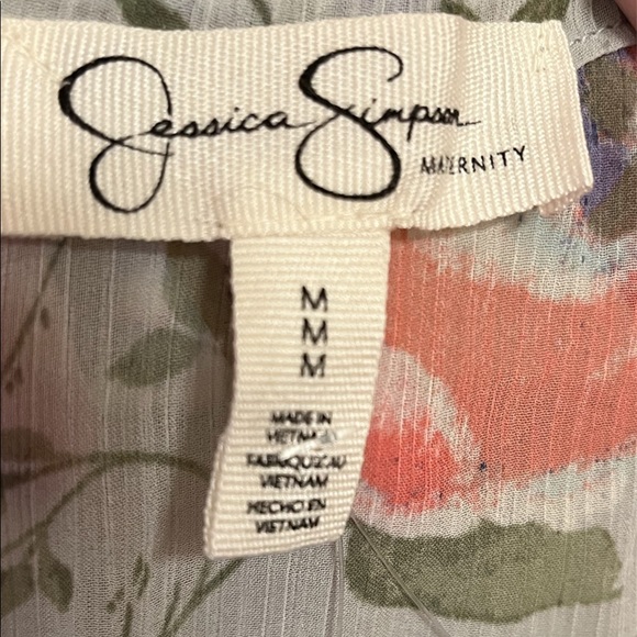 Jessica Simpson Semi-Sheer Polyester Green Maternity Floral Top NWT Sz Medium* - Picture 6 of 8